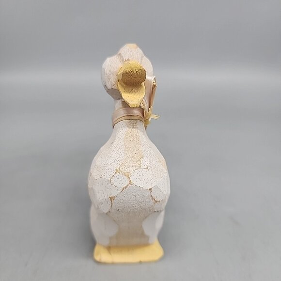 Figurine Duck Vintage Wood White Bird Handmade Decor Animal Art Small 4.5" - Picture 2 of 5